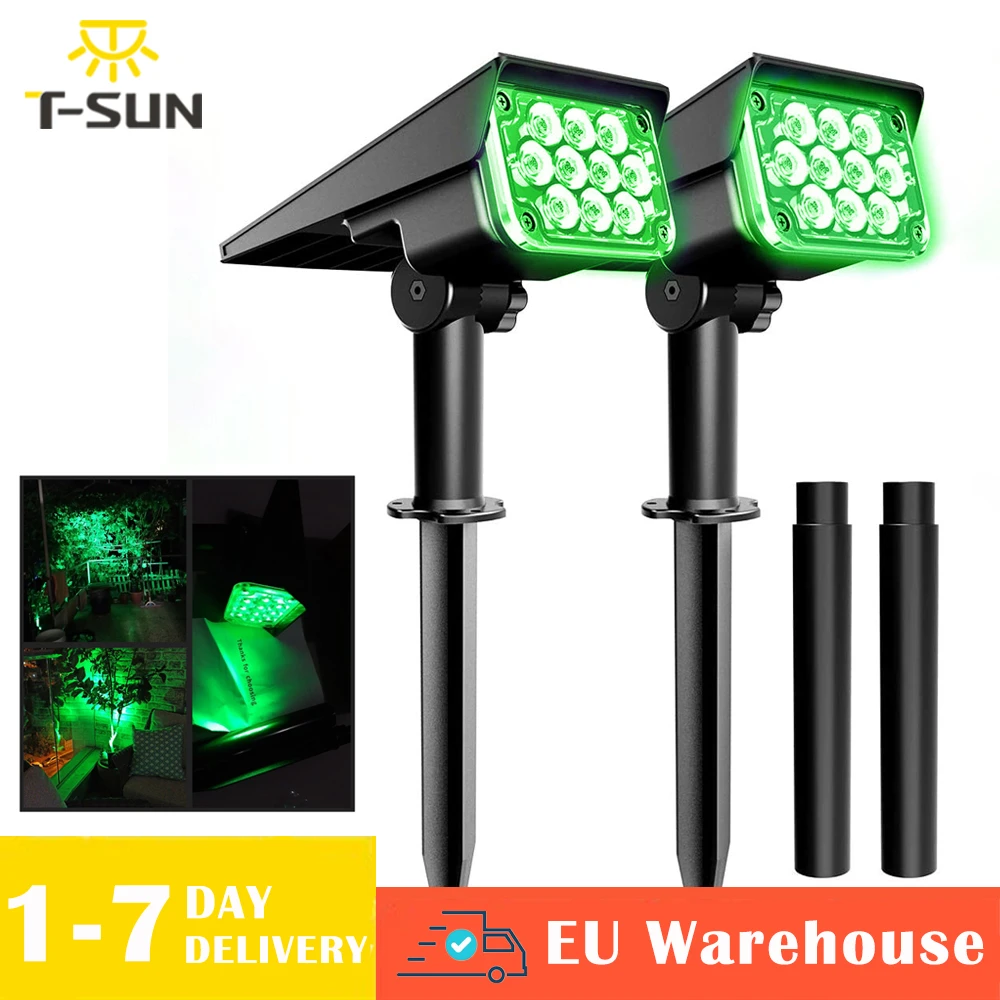 solar panel lights T-SUN Adjustable Solar Spotlight Solar Garden Light IP65 Solar Power Green Light For Yard Path Tree Decor Solar Light Outdoor solar motion lights