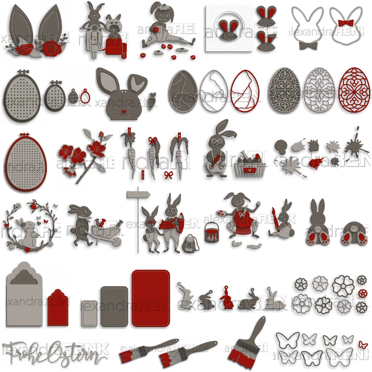 Piggy Craft Metal Cutting Dies Cut Die Mold Easter Egg Bunny Brush Scrapbook Paper Craft Knife Mold Blade Punch Stencil Dies