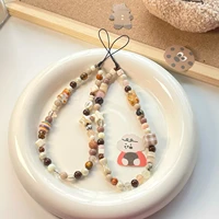 Retro Square Dog Bear Phone Charm CCD Camera Wrist Strap DIY Handmade Beaded Lanyard for Airpods Case 2