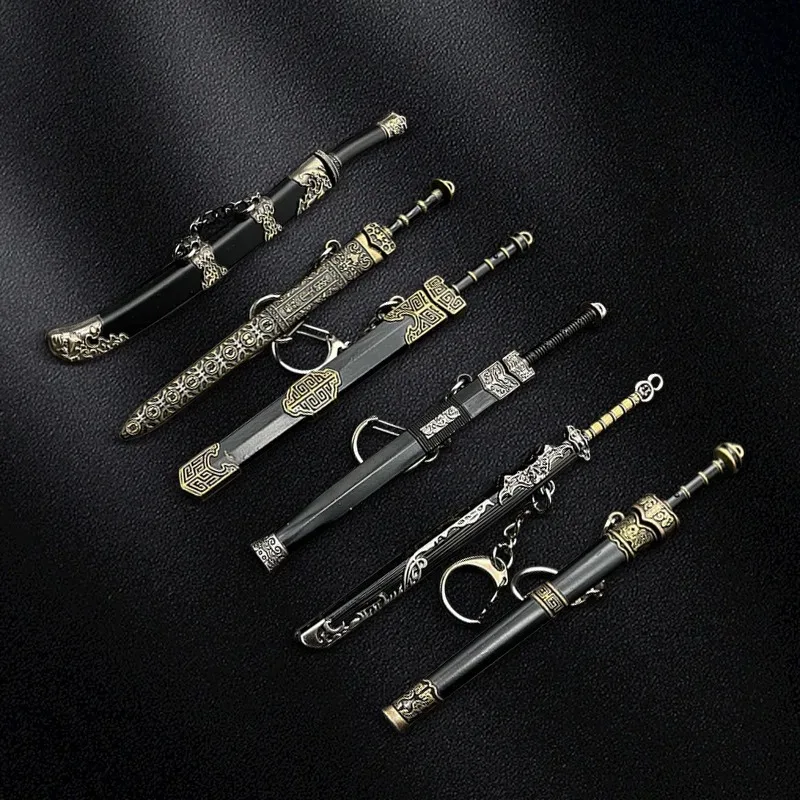 Metal Scabbard of Ancient Swords Keychain Pendant Small Unopened Blade Weapons