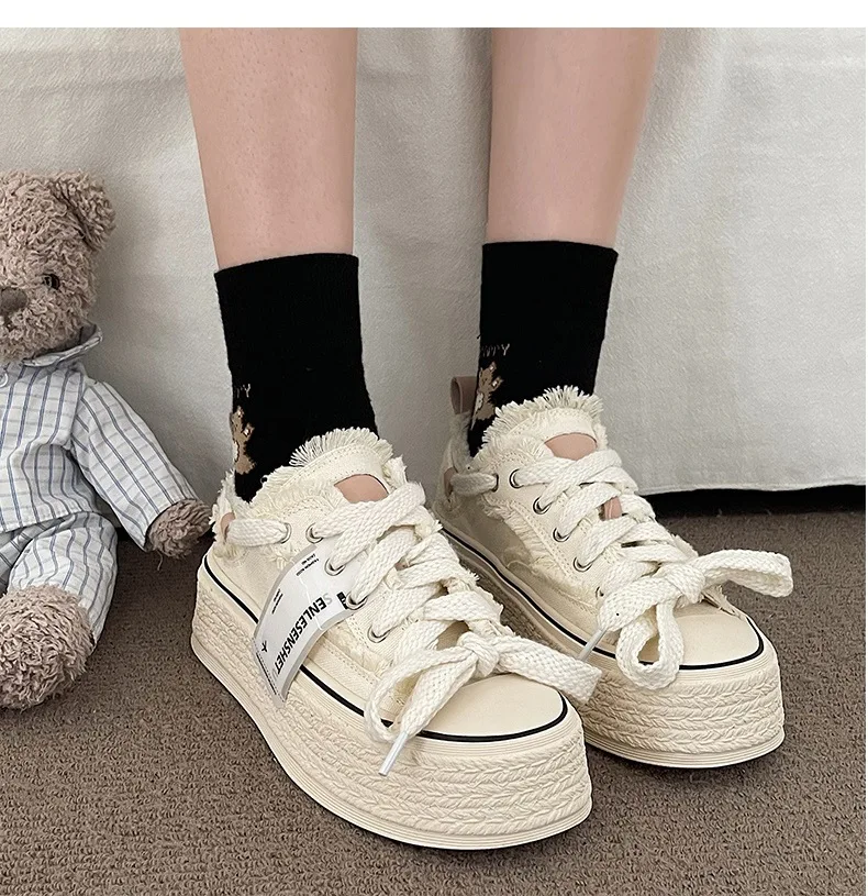 2024 new women casual canvas platform shoes girls spring new flashion vulcanize pink floral espadrilles tennis female sneakers