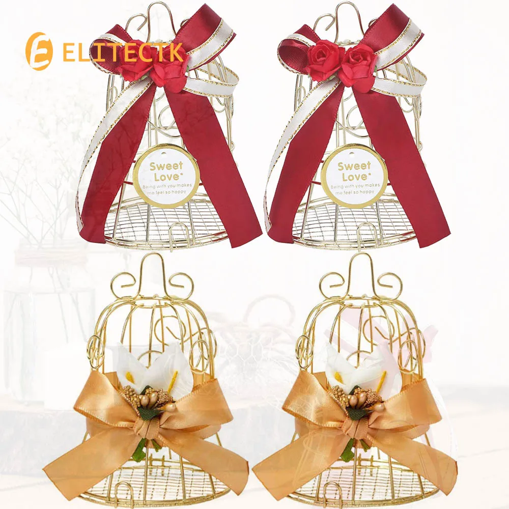 

Mini Metal Gold Tinplate Bird Cage Candy Boxes Baby Shower Favor Gift Box for Guests Wedding Giveaways Party Birthday Souvenir