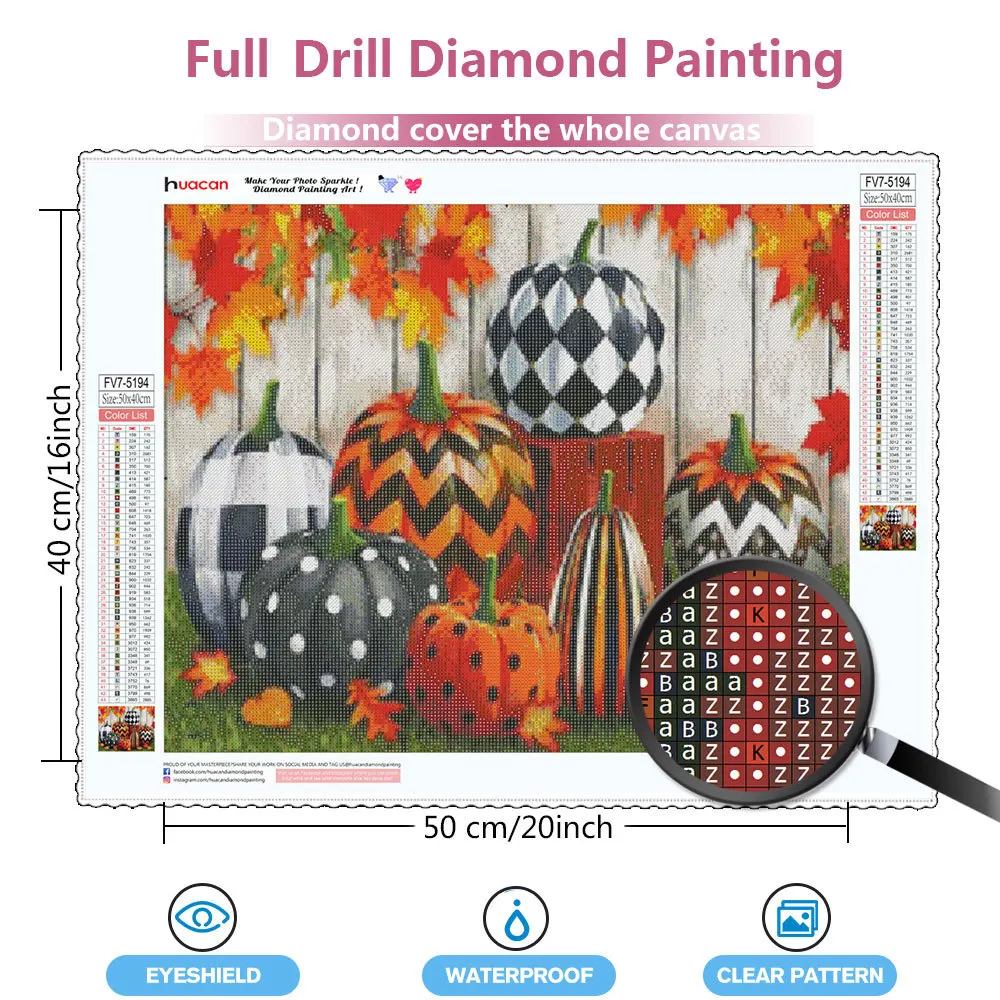 Huacan Diamond Painting Kits Pumpkin Horror Full Square Round Embroidery  Mosaic Halloween Home Decor Handmade Gift - AliExpress