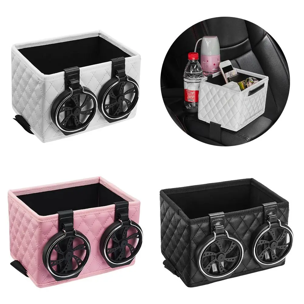 

Car Armrest Storage Box with 2 Foldable Cup Holders Phone Tissue Accessories Interior Wallet Key Organizer Car X9H5