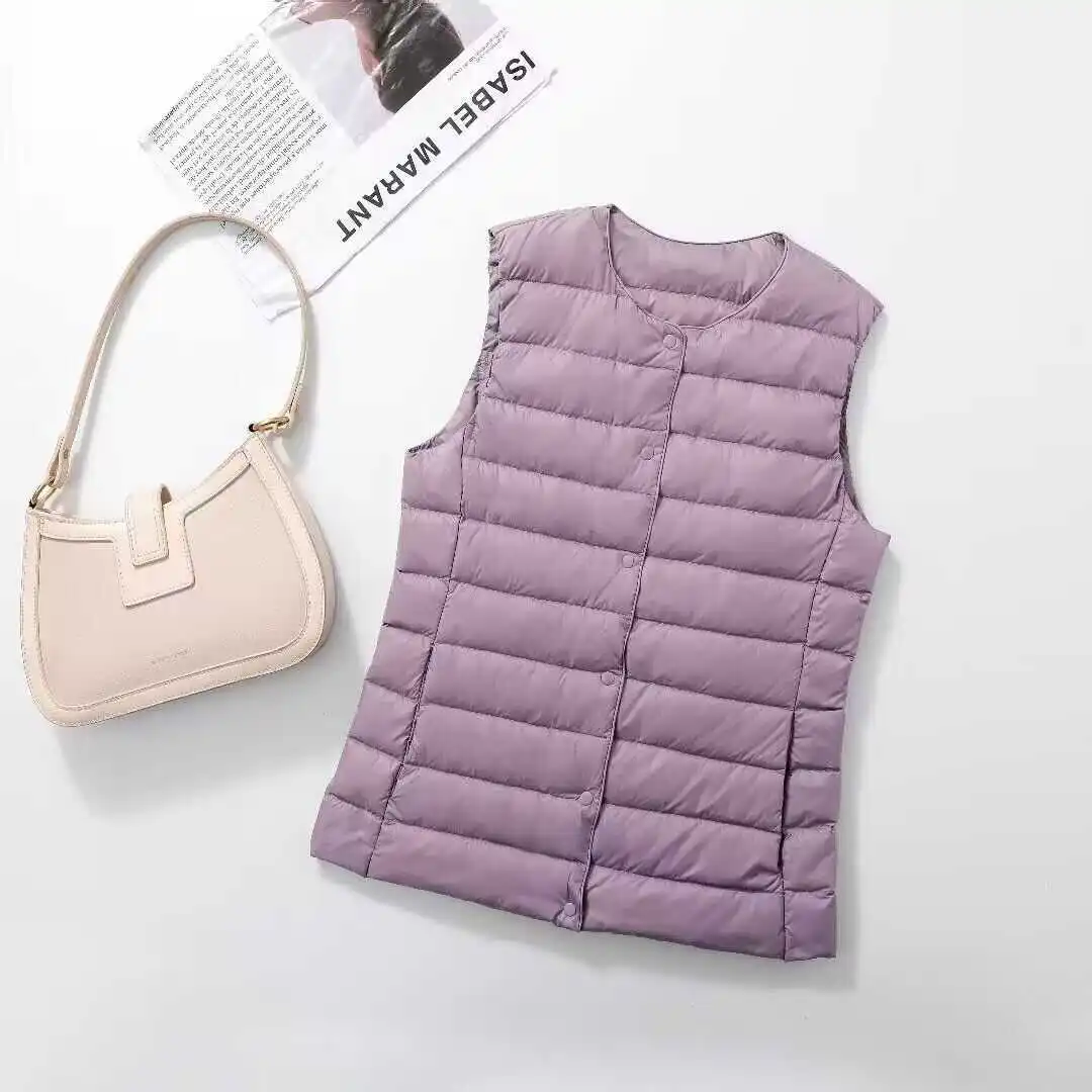 みぃにゃん‪❥❥❥‬　DOWN VEST ブラック Plus Size Women's Collarless V-neck Liner Down Vest