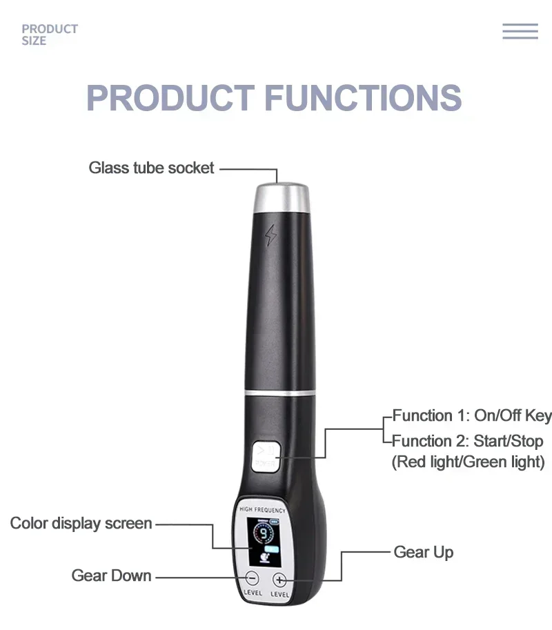 7 In 1  Portable High Frequency Facial Machine Skin Therapy With 7 Neon & Argon Wands Remove Wrinkles Acne Facial Therapy Wand 6