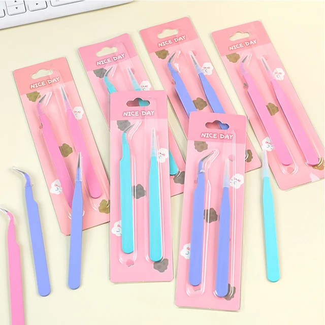 2Pcs Straight Curved Tweezers Stainless Steel Tweezers DIY Scrapbooking  Paper Tape Stickers Multi-Function Tool Tweezer