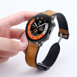Premium Hybrid Leather-Silicone Strap with Magnetic Buckle - 22mm for OPPO Watch 4 Pro (Brown)