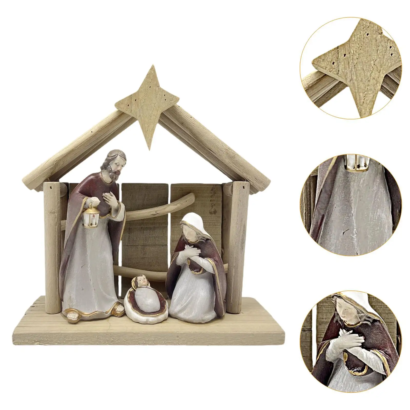 Christmas Nativity Figurine Decorative Craft Collectibles Ornament Tabletop Figure for Indoor Holiday Home Desktop Xmas Present