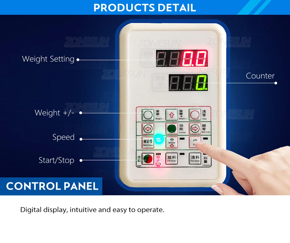 ZONESUN ZS-GWF4 4 Hoppers Granule Powder Filling Weighing Machine granule powder filling machine