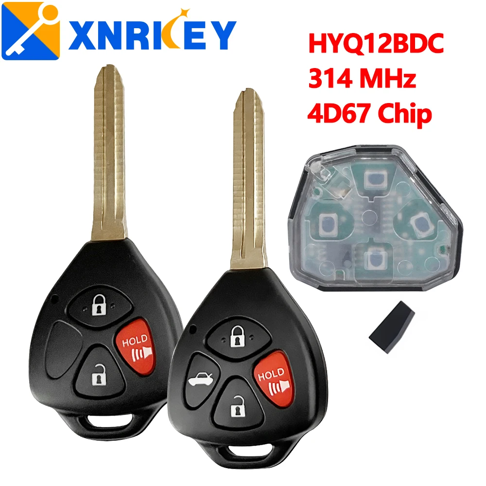 XNRKEY HYQ12BDC 314 МГц 4D67chip 3/4 кнопки Автомобильный Дистанционный ключ для Toyota speedmatrix RAV4 Yaris Venza tC/xA/xB/xC