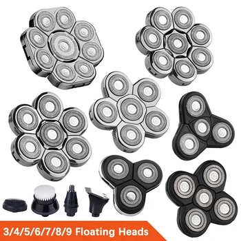 Testina per rasoio elettrico sostituibile 3/5/6/7/8/9 Testa con lama flottante Tagliacapelli per naso e testina per massaggio con spazzola per la pulizia del viso 1