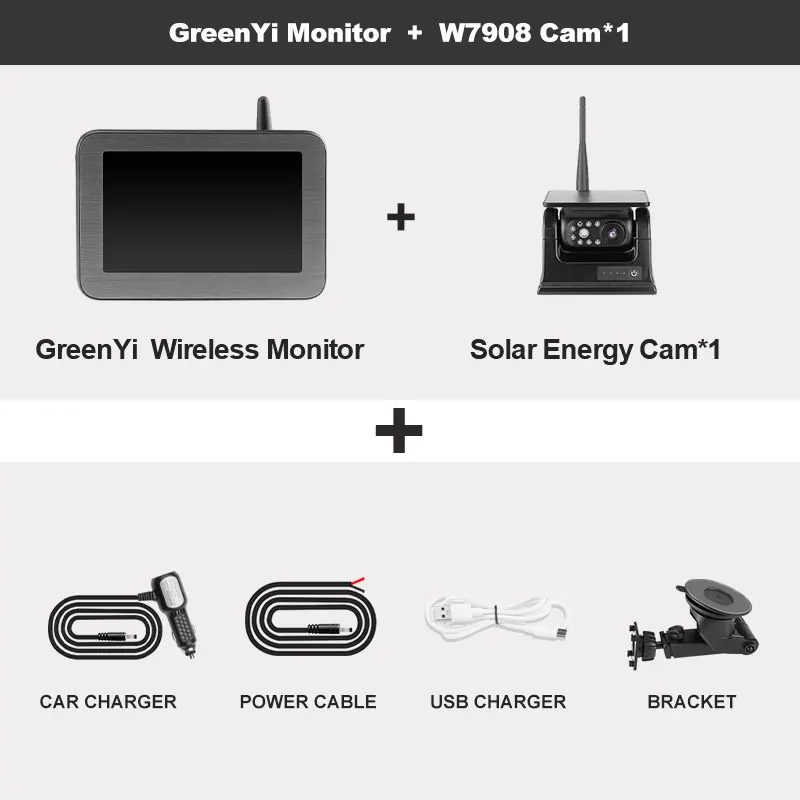 Telecamera Posteriore Wireless Magnetica HD 1080P A Energia Solare Con Monitor Da 5 Pollici Per Auto, Camion, Camper, Impermeabile E Visione Notturna
