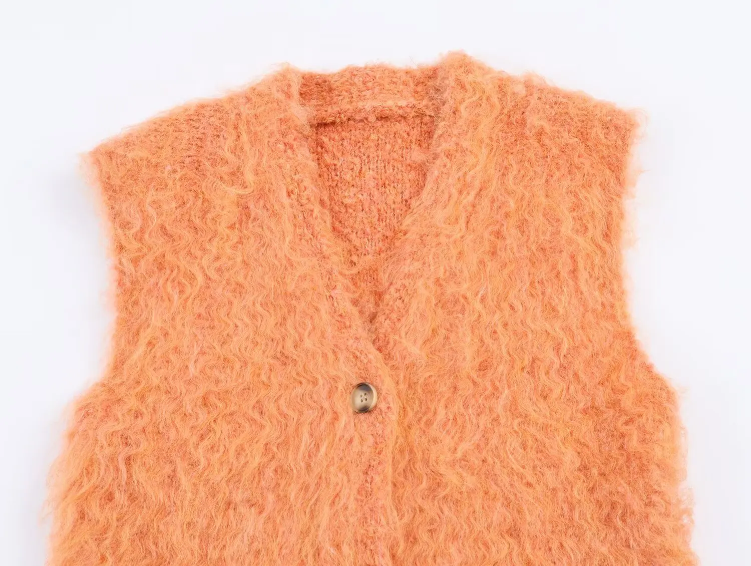 HH Frauen Mode V-ausschnitt Gestrickte Weste Herbst Ärmellose Weibliche High Street Vielseitig Einreiher Solide 2-Farbe Pullover weste – Detail 6