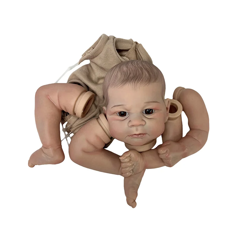 

18 Inches Painted Reborn Doll Kit Baby Elijah Unfinished DIY Doll Parts with Cloth Body and Eyes