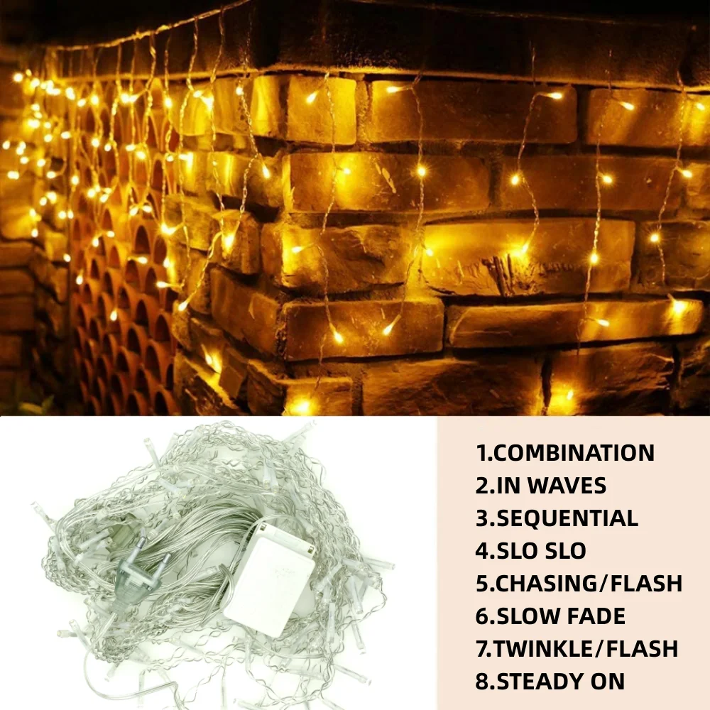 Guirlande lumineuse pour noël et nouvel an, rideau lumineux Led pour décoration extérieure, 5m, 0.4-0.6m