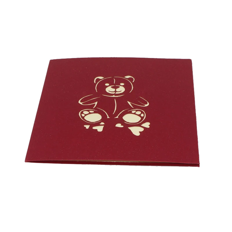 Greeting Cards Teddy Bear Hugging Hearts Pop Up 3D Birthday Card, Anniversary Card, Valentines Day Mother's Day Love Card