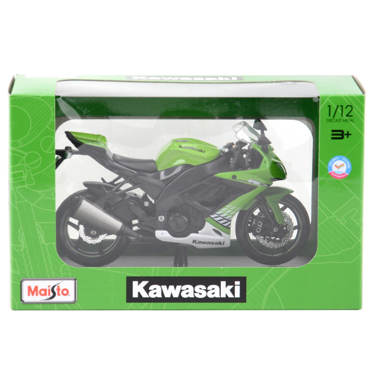 Maisto 1:12 カワサキニンジャ ZX-10R スタンド付きダイキャスト車