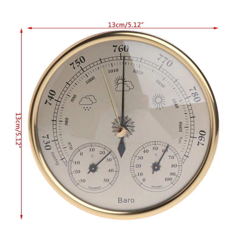 3 in 1 Barometer Thermometer Hygrometer Measure Gauge for Household Weather Station Indoor and Outdoor Use Dial Type 6