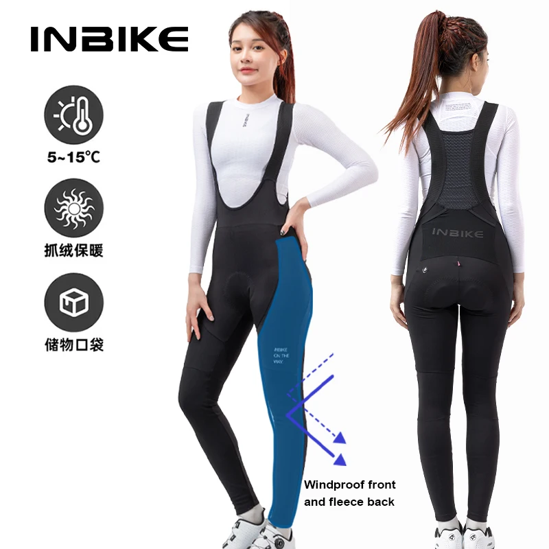 Cycling Pants INBIKE Winter Women's Windproof Warm Fleece Bicycle Pants Road Bike Trousers Reflective with Pockets