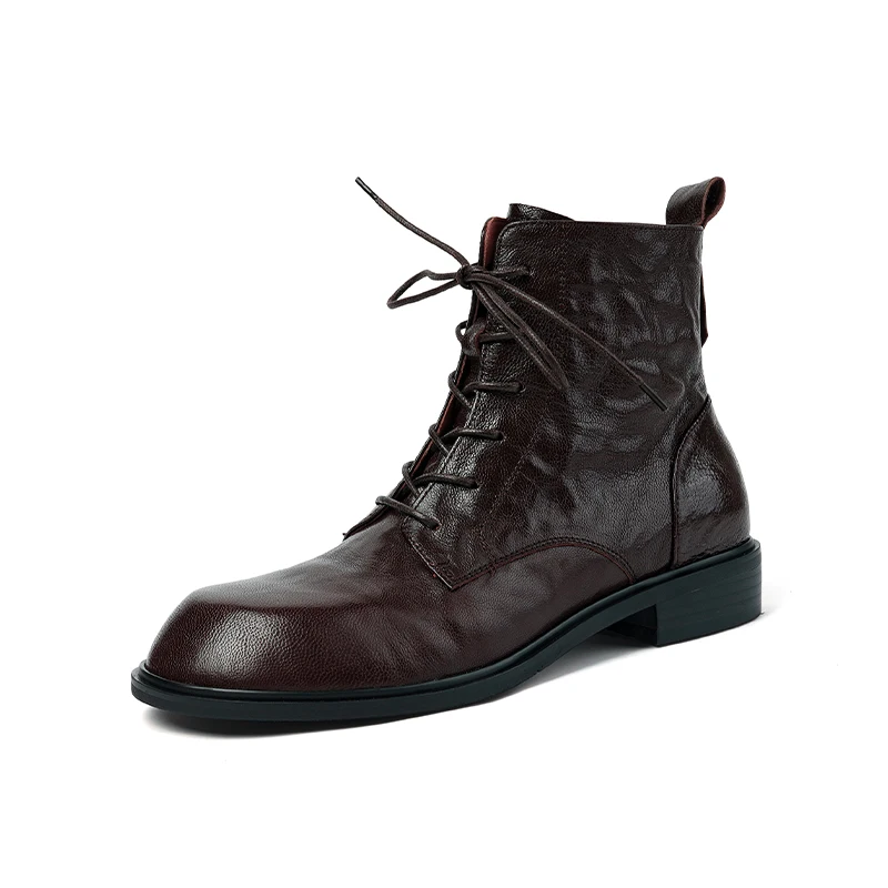 

Sheepskin Side Zipper Retro Ankle Boots 2023 Autumn Women Shoes Elegant Lace-up Low Heel Black Brown Plush Short Boot