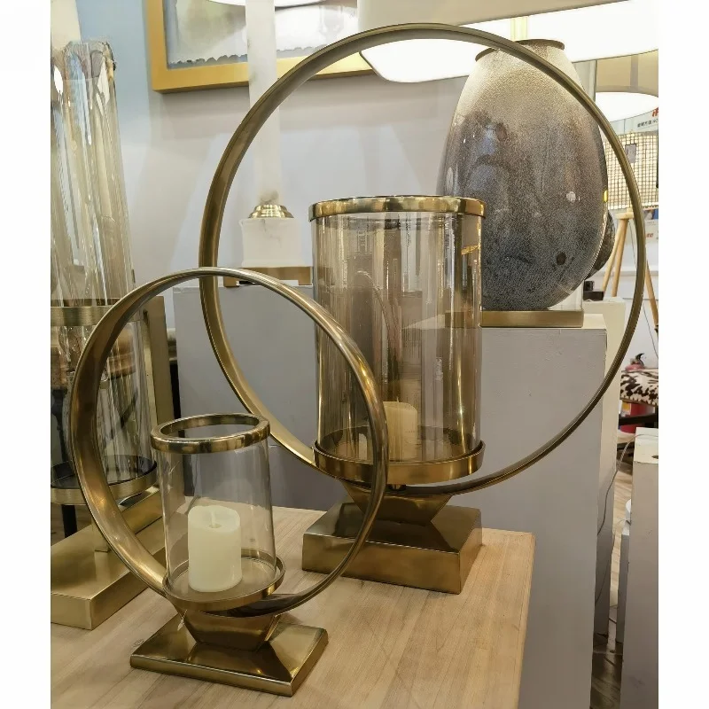 Personalisierter kreativer Ring-Kerzenhalter aus nordischem Glas mit Metallhalterung für die Heimdekoration