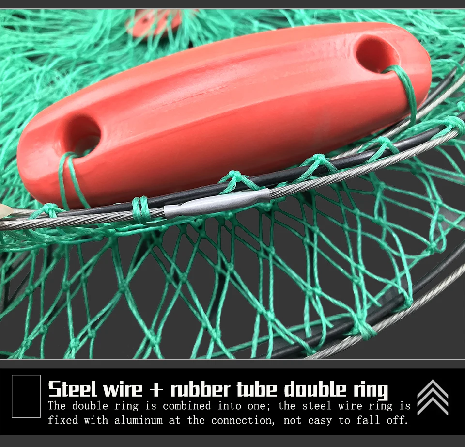 Dreiteiliges Meeres-Schutznetz, Fischernetz, Taschennetz, schnell trocknender, faltbarer Fischkäfig, verdickter Fischkorb, Angelzubehör – Detail 8