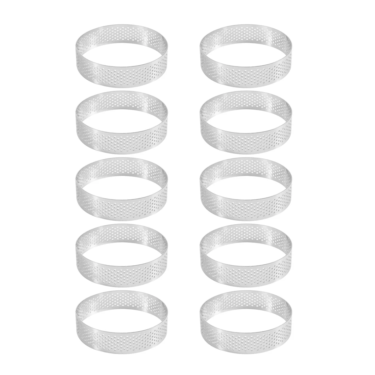 

10 Pcs Circular Stainless Steel Tart Ring Tower Pie Cake Mould Baking Tools Perforated Cake Mousse