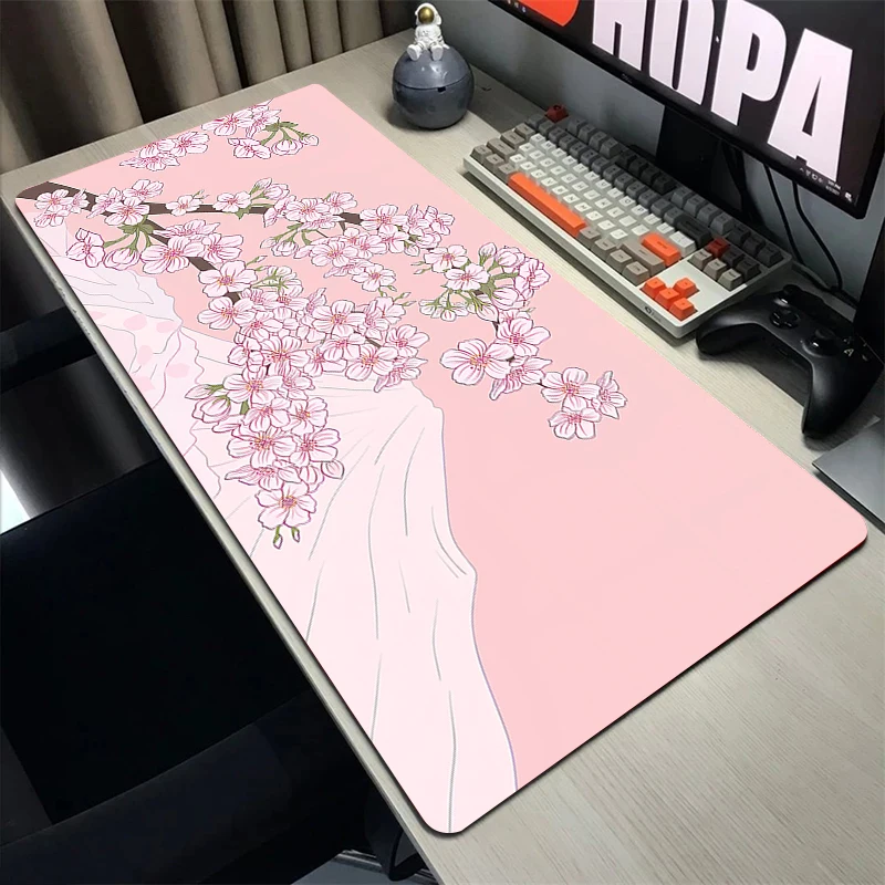 

Mouse Pad Art Sakura Pink Gaming Desk Mat Rubber Keyboard Pads For Office Gamer Non-Slip Mousepad Computer Large Soft Mousepad