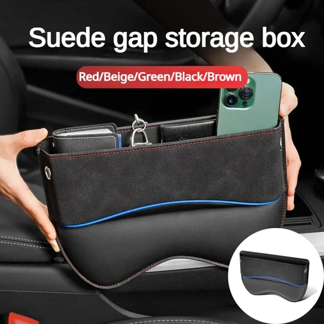Suede Seat Side Storage Pocket for Car Seat Gap Filler Organizer Box Pu Leather Car Crevice Stowing Tidy Interior Accessories