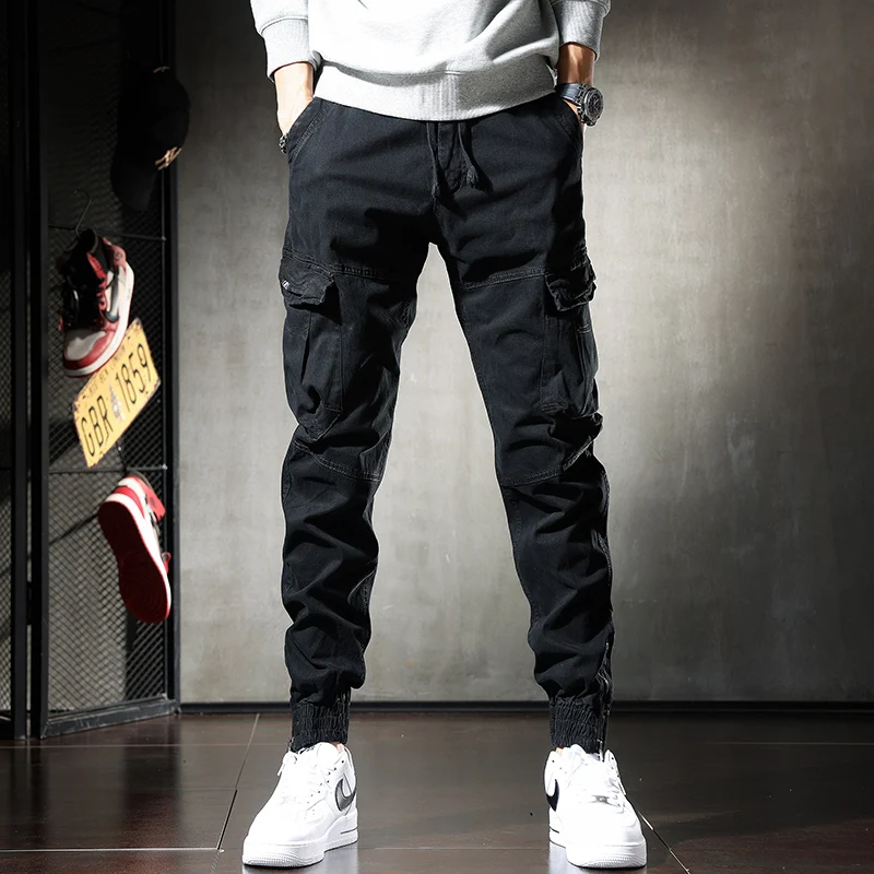 Autumn Tactical Black Cargo Pants Men Casual Streetwear Pencil Pants