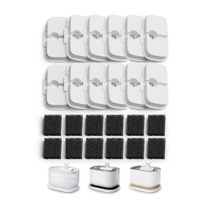 

HOT SALE 12 Pack Replacement Filters For Dockstream Wireless Cat Water Fountain PLWF005/PLWF115/WF105, Pet Fountain Filters