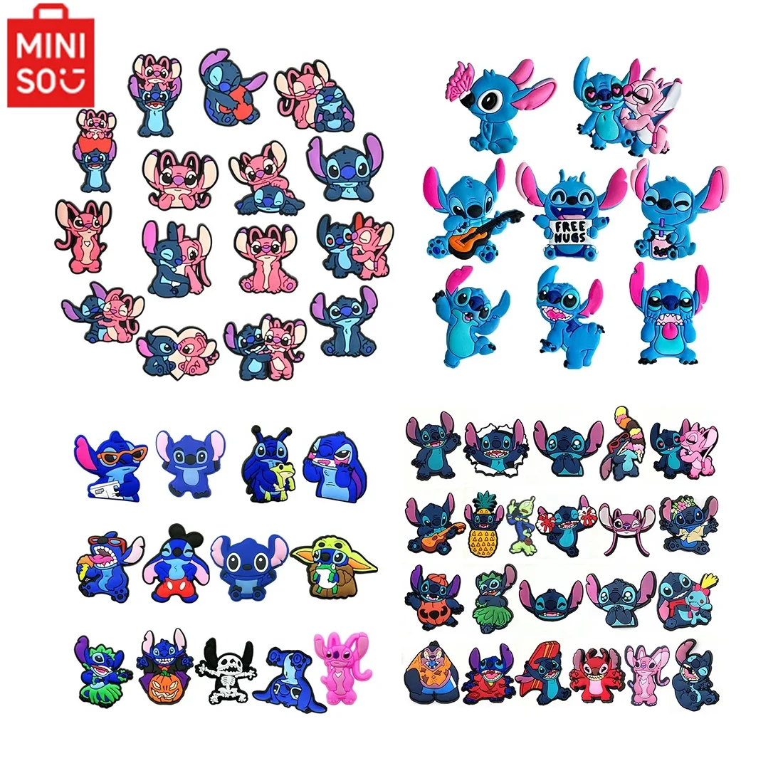 Shoe Charms 8-22Pcs Disney Stitch Shoe Charms Cartoon DIY Shoes Accessories For Clogs Sandals Decorations Kids X-mas Gifts MINISO