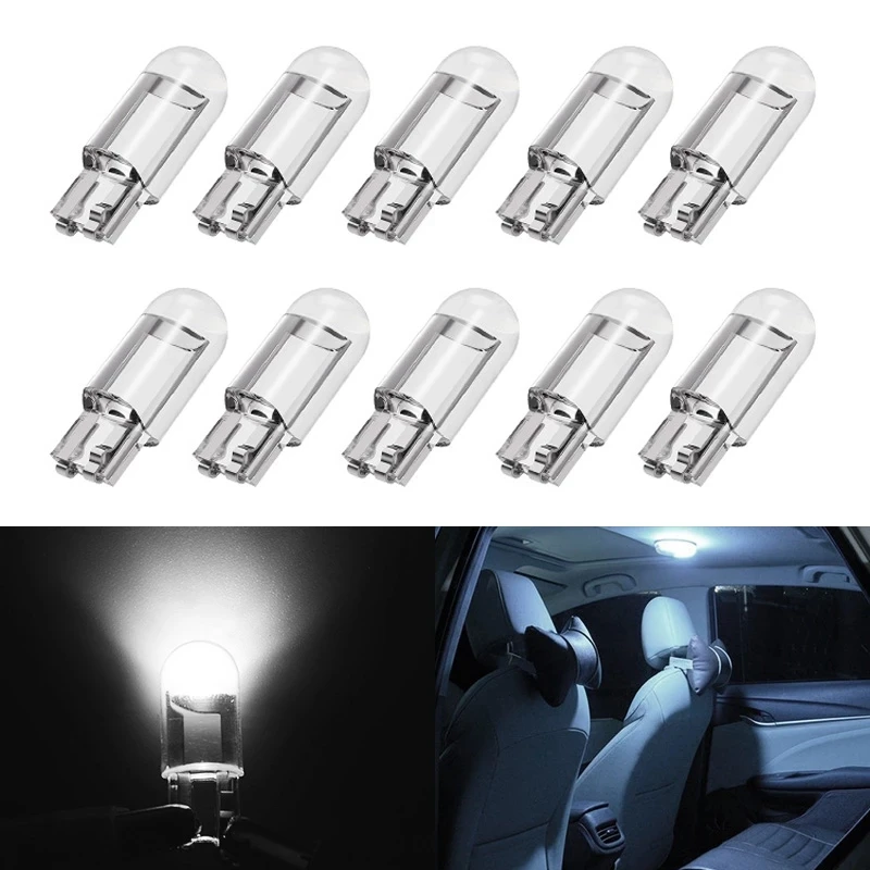 

10PCS 194 LED Bulb 168 2825 W5W T10 Wedge COB LED Replacement Bulb Error Free for Car Dome Map Door Courtesy License Plate Light