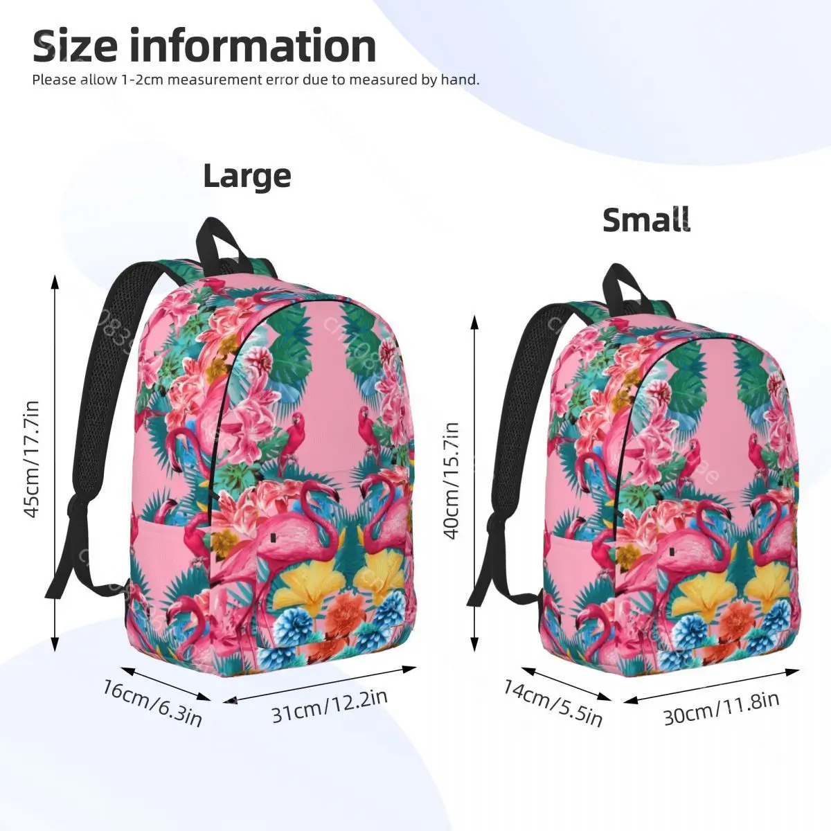 Flamingo Backpack Tropical Garden Youth Polyester Travel Backpacks Pattern Kawaii School Bags Rucksack Christmas Gift