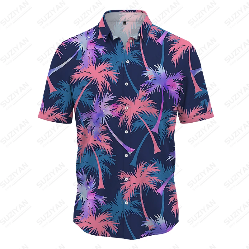 

Men's Shirt Hawaiian Vacation Style Shirt Summer Coconut Tree Printing Shirt Loose Casual Large Size Shirt Short -sleeved Shirt