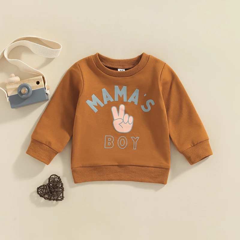 FOCUSNORM 0-3Y Autumn Baby Boys Girls Cute Sweatshirt T Shirts Letter Printed Long Sleeve Pullover Outwear