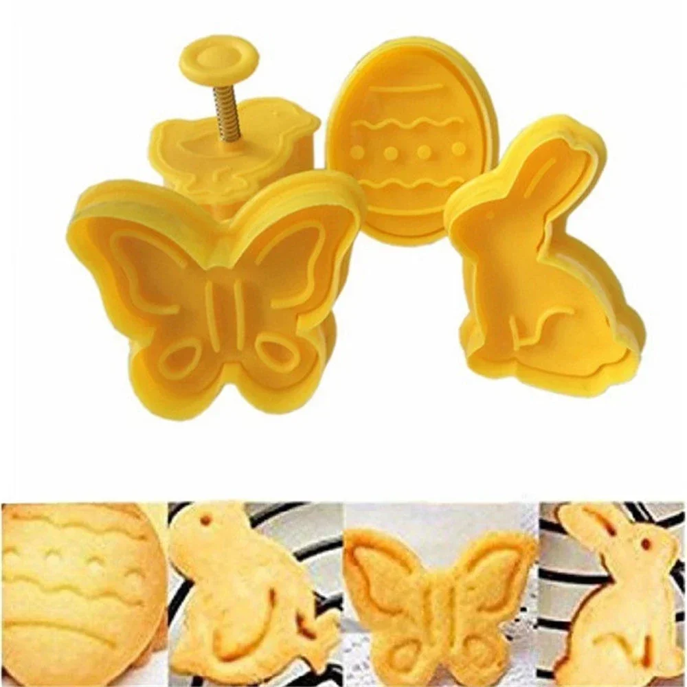 4Pcs Easter Bunny Pattern Baking Mold Cookie Cutter For Kitchen Biscuit Cookie Pastry Fondant Cake Decorating