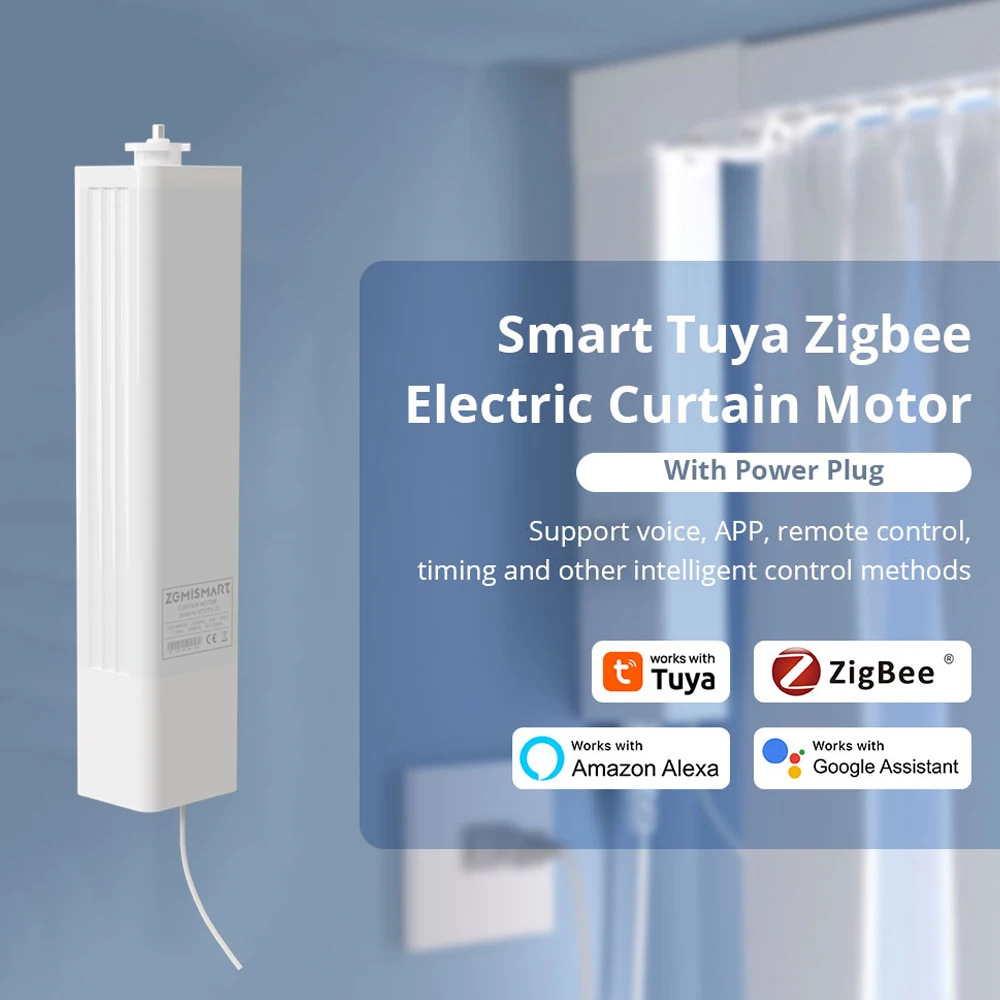 Zemismart Zigbee สมาร์ทผ้าม่านมอเตอร์สไลด์อัตโนมัติมอเตอร์ระบบทํางานร่วมกับ Tuya Smart Life APP Alexa Google Home Voice 1