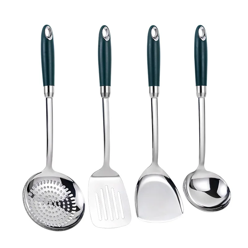 4pcs 304 Stainless Steel Kitchenware Set In Kitchen Supplies unibody soup spoon Frying spatula slotted spoon cooking set