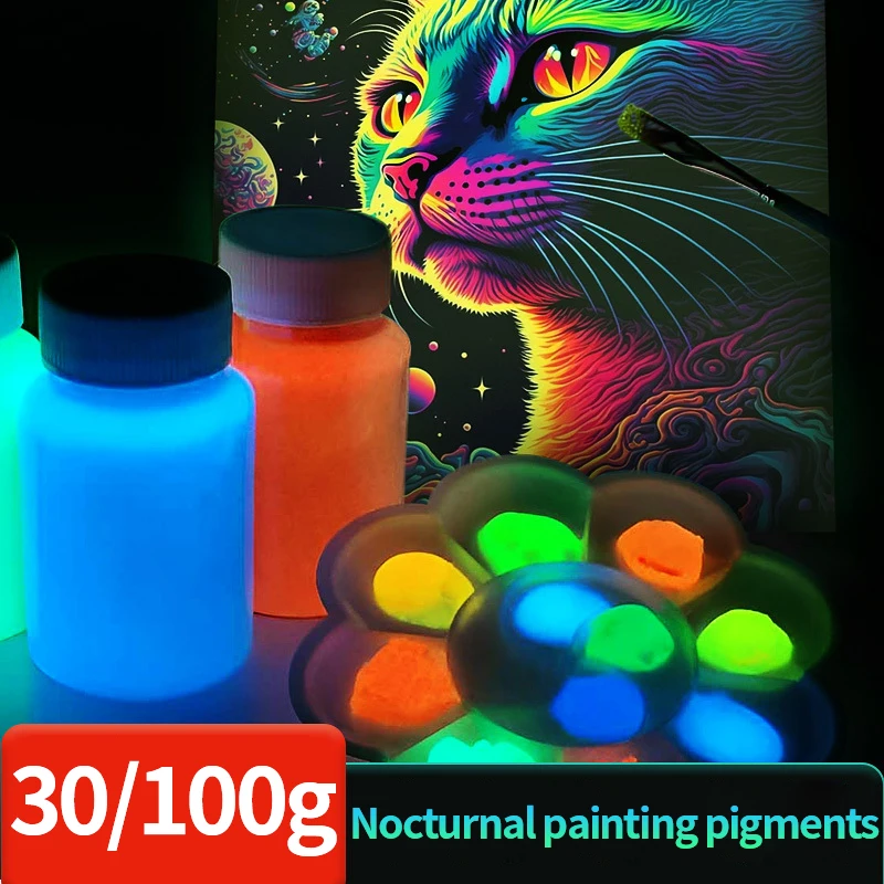 

20g/100g Luminous Glitter Powder Phosphor Paints Pigment Long-Lasting Glow In Dark DIY Drawing Painting Art Supplies