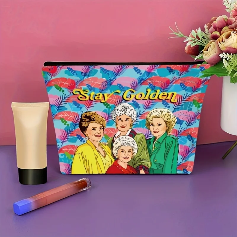 스테이 골든(Stay Golden) 꽃무늬 메이크업 파우치 가볍고 다용도 수납공간이 있는 지퍼 잠금 화장품 가방 동전 지갑
