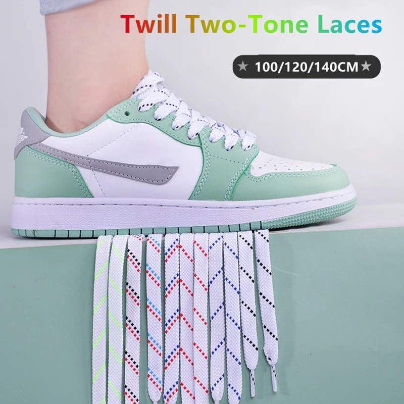 New Shoelaces for Sneakers Flat Shoelace Original Twill Two-Tone Pattern Premium Colorful Shoe Laces Athletic Unisex Shoestring