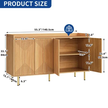 Coffee Bar Cabinet Farmhouse Sideboard Buffet Kitchen Cabinet with Design Doors 5