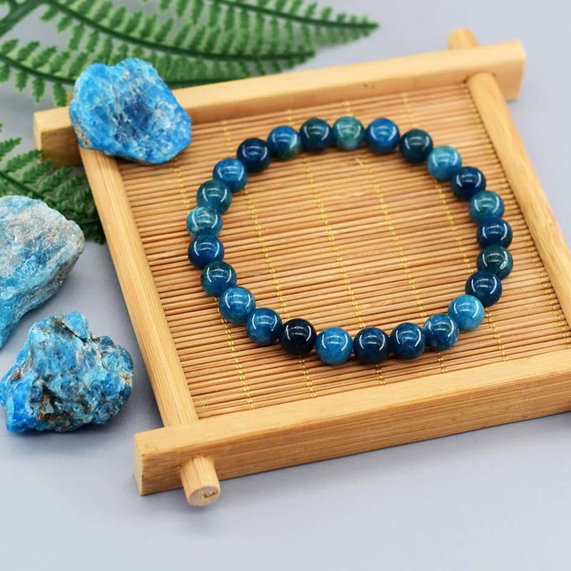 Natural Azul Apatita Contas de Pedra Pulseiras para Homens e Mulheres, Pedra Original, a Circulação do Sangue, Estimular o Entusiasmo, Saúde Jóias