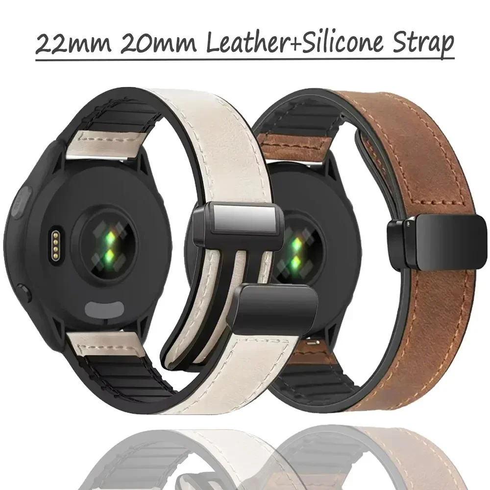 Leather and Silicone Magnetic Buckle Strap 20/22mm