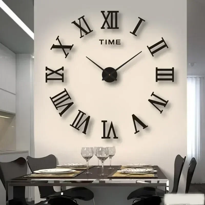 3D Acrylic Digital Wall Clock Roman Numerals Design Mirror DIY Self Adhesive digital clock,wall clock