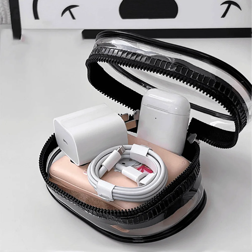 Transparent Storage Box Jewelry Organizer Data Cable Protective Cover Portable Doll Toy Pouch Keychain Bag Zipper Coin Purse