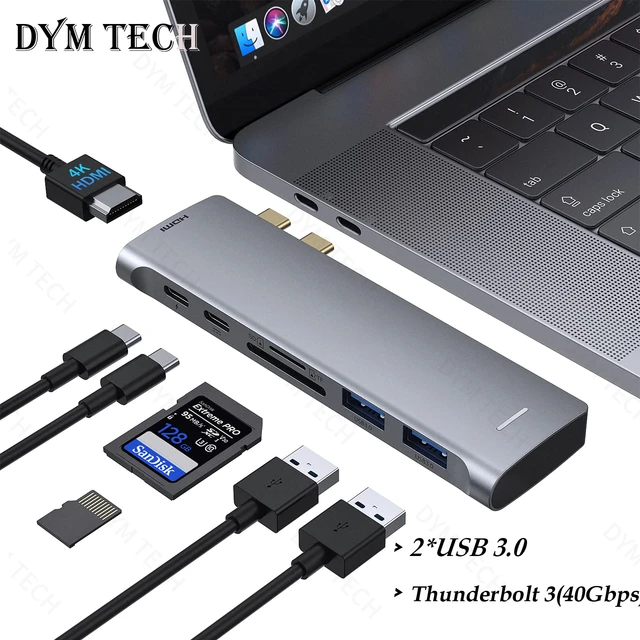 Adaptadores de concentrador USB C para MacBook Pro, adaptador multipuerto 6  en 2 para MacBook Air