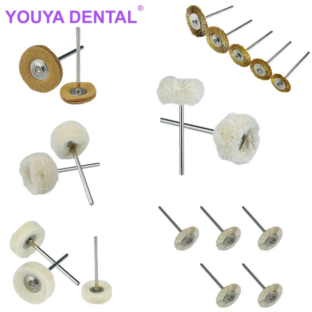 

10Pcs Dental Laboratory Polishing Cotton Wheel Felt Polisher Brushes For Low Speed Contra Angle Handpiece Dentistry Tools 22mm